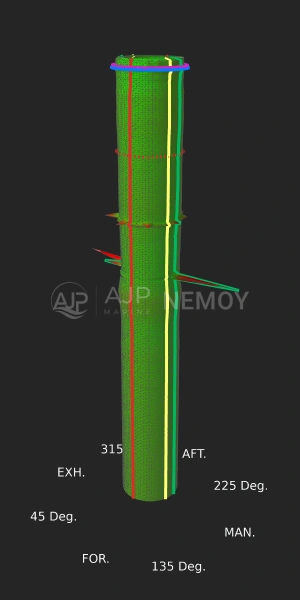 Second view of the same cylinder liner, showing its measured geometry from another angle.